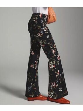 NEW!! Pilcro ANTHROPOLOGIE floral Mid-Rise Demilune Bootcut Utility Pants, Sz 28